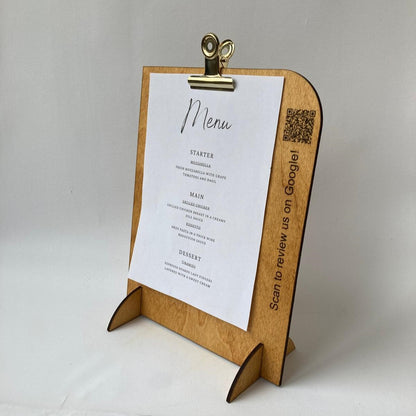 Custom Menu/Poster Holder with QR Code for Google Reviews