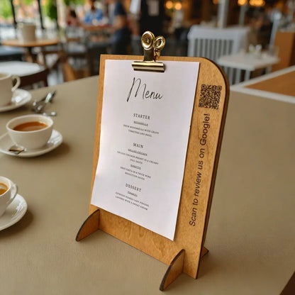 Custom Menu/Poster Holder with QR Code for Google Reviews