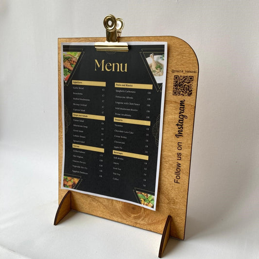 Custom Menu/Poster Holder with QR Code for Instagram